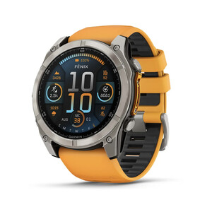 Garmin Fenix 8 AMOLED -51mm -Sapphire, Titane,  Graphite Avec Bracelet Orange/graphite