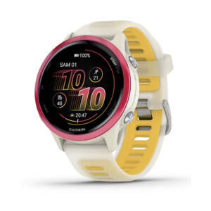 Garmin Forerunner 570 - 42 mm Aluminium Rose Avec Bracelet Ivoire Translucide/orange