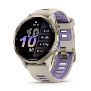 Garmin Forerunner 970 Titane Soft Gold, Botier Lin Et Bracelet Lin/violet Translucide